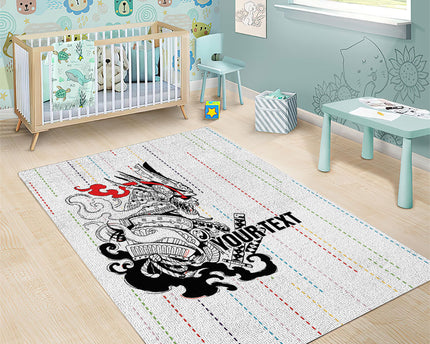 Japan Rugby National Heritage Custom Area Rug Traditional Sashiko Inspired