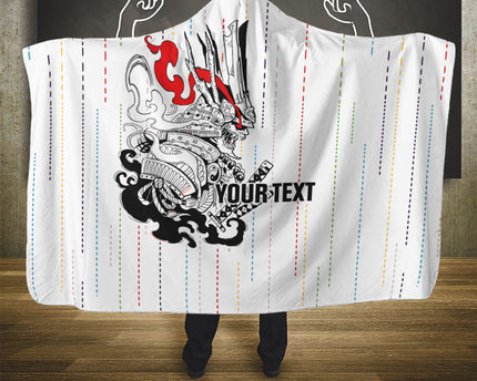 Japan Rugby National Heritage Custom Hooded Blanket Traditional Sashiko Inspired