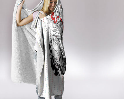 Japan Rugby National Heritage Custom Hooded Blanket Traditional Sashiko Inspired