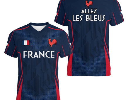 France Rugby Women V Neck T Shirt Allez Les Bleus Go World Cup