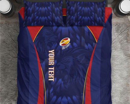 Custom Spain Rugby 2026 Bedding Set Vamos Los Leones Blue Version