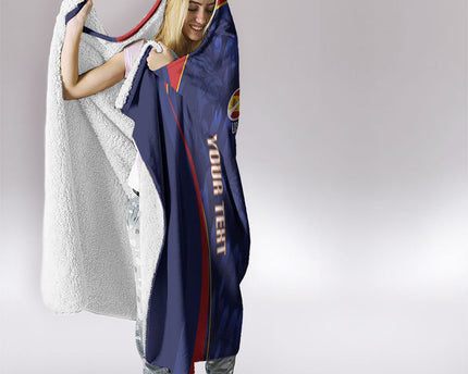 Custom Spain Rugby 2026 Hooded Blanket Vamos Los Leones Blue Version