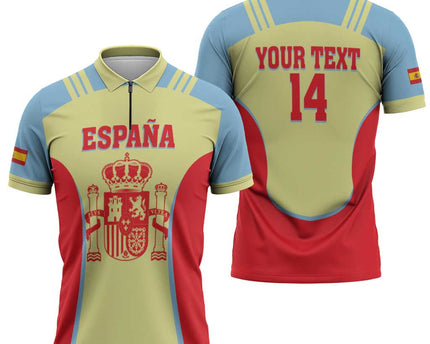 Spain 2026 Football Custom Zipper Polo Shirt Espana La Roja Sporty Style