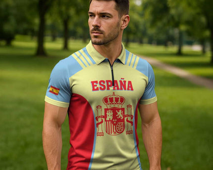 Spain 2026 Football Custom Zipper Polo Shirt Espana La Roja Sporty Style
