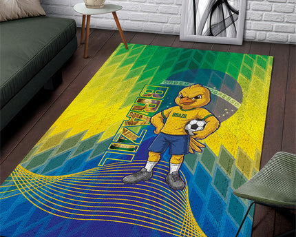 Brazil Football 2026 Area Rug Canarinho Mascot Bate no Peito