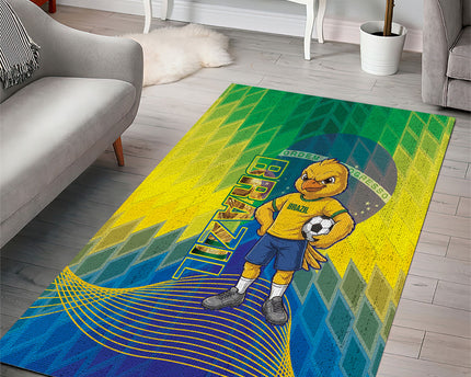 Brazil Football 2026 Area Rug Canarinho Mascot Bate no Peito