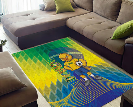 Brazil Football 2026 Area Rug Canarinho Mascot Bate no Peito