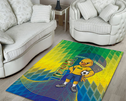 Brazil Football 2026 Area Rug Canarinho Mascot Bate no Peito
