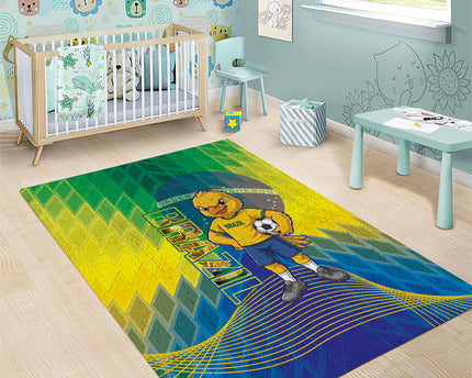 Brazil Football 2026 Area Rug Canarinho Mascot Bate no Peito