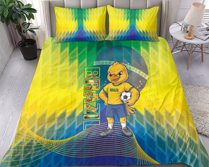 Brazil Football 2026 Bedding Set Canarinho Mascot Bate no Peito