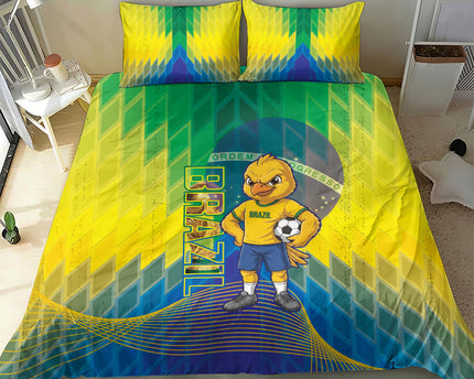 Brazil Football 2026 Bedding Set Canarinho Mascot Bate no Peito