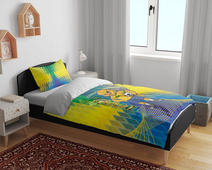 Brazil Football 2026 Bedding Set Canarinho Mascot Bate no Peito