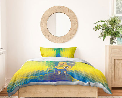 Brazil Football 2026 Bedding Set Canarinho Mascot Bate no Peito