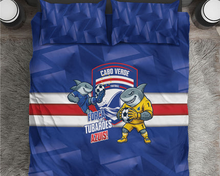 Cabo Verde Football 2026 Bedding Set Forca Tubaroes Azuis