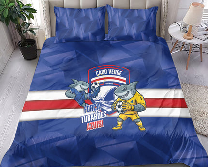 Cabo Verde Football 2026 Bedding Set Forca Tubaroes Azuis