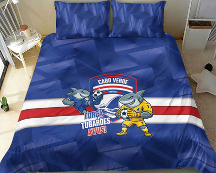 Cabo Verde Football 2026 Bedding Set Forca Tubaroes Azuis