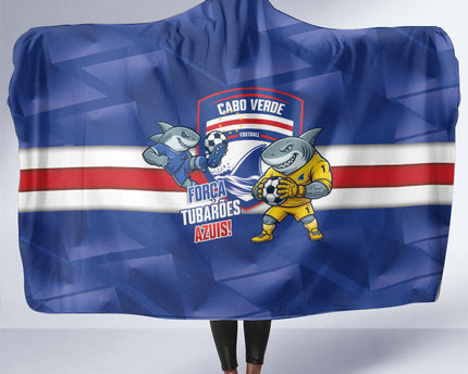 Cabo Verde Football 2026 Hooded Blanket Forca Tubaroes Azuis