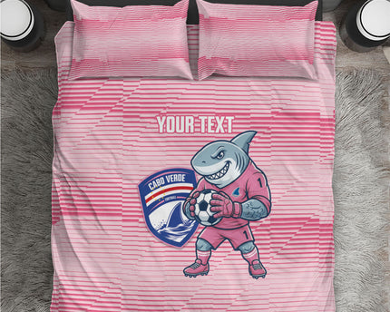 Cabo Verde Football 2026 Custom Bedding Set Tubaroes Azuis Goalkeeper Pink Jersey