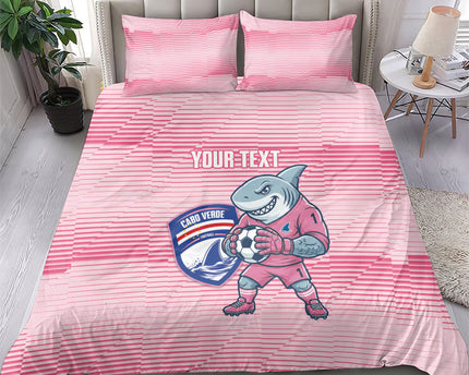 Cabo Verde Football 2026 Custom Bedding Set Tubaroes Azuis Goalkeeper Pink Jersey