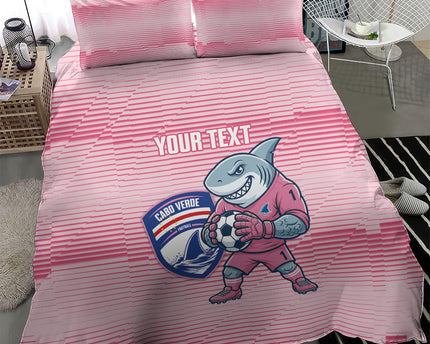 Cabo Verde Football 2026 Custom Bedding Set Tubaroes Azuis Goalkeeper Pink Jersey