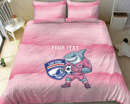 Cabo Verde Football 2026 Custom Bedding Set Tubaroes Azuis Goalkeeper Pink Jersey