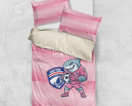 Cabo Verde Football 2026 Custom Bedding Set Tubaroes Azuis Goalkeeper Pink Jersey