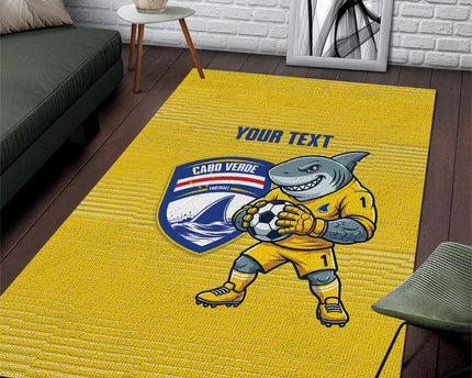 Cabo Verde Football 2026 Custom Area Rug Tubaroes Azuis Goalkeeper Yellow Jersey