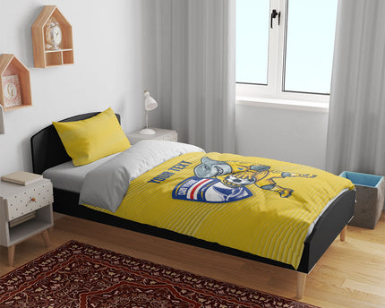 Cabo Verde Football 2026 Custom Bedding Set Tubaroes Azuis Goalkeeper Yellow Jersey