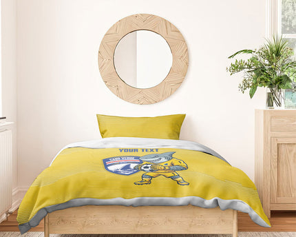 Cabo Verde Football 2026 Custom Bedding Set Tubaroes Azuis Goalkeeper Yellow Jersey