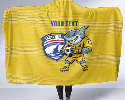 Cabo Verde Football 2026 Custom Hooded Blanket Tubaroes Azuis Goalkeeper Yellow Jersey