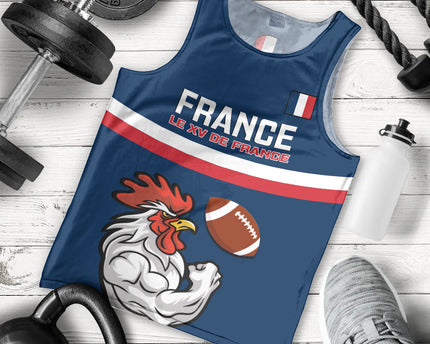 France Rugby Men Tank Top World Cup Allez Les Bleus 2023 Mascot