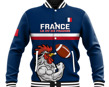 Custom France Rugby Baseball Jacket World Cup Allez Les Bleus 2023 Mascot