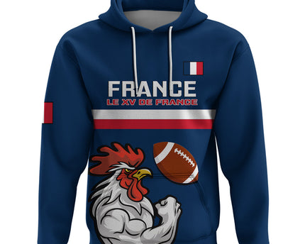Custom France Rugby Hoodie World Cup Allez Les Bleus 2023 Mascot