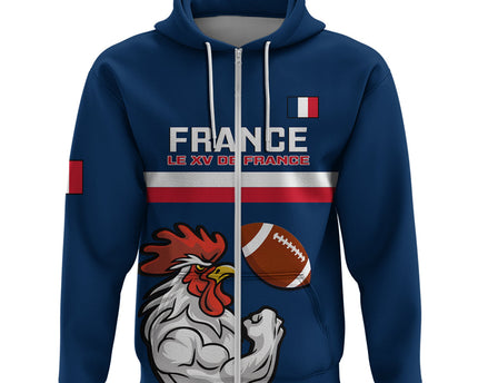 Custom France Rugby Hoodie World Cup Allez Les Bleus 2023 Mascot
