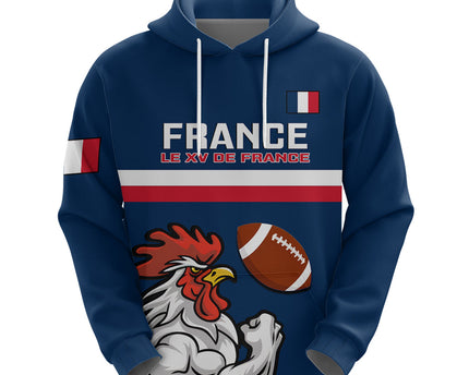 Custom France Rugby Hoodie World Cup Allez Les Bleus 2023 Mascot