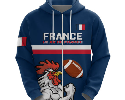 Custom France Rugby Hoodie World Cup Allez Les Bleus 2023 Mascot