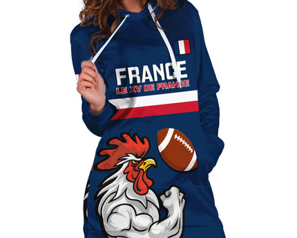 Custom France Rugby Hoodie Dress World Cup Allez Les Bleus 2023 Mascot