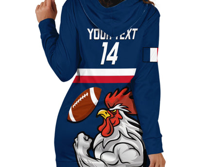 Custom France Rugby Hoodie Dress World Cup Allez Les Bleus 2023 Mascot