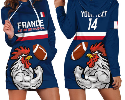 Custom France Rugby Hoodie Dress World Cup Allez Les Bleus 2023 Mascot