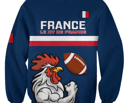 Custom France Rugby Sweatshirt World Cup Allez Les Bleus 2023 Mascot