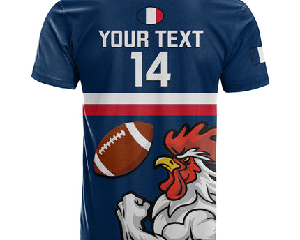 Custom France Rugby T Shirt World Cup Allez Les Bleus 2023 Mascot