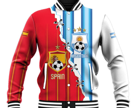 Custom Argentina Spain Football 2026 Baseball Jacket La Albiceleste La Roja Together