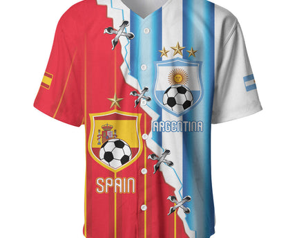 Custom Argentina Spain Football 2026 Baseball Jersey La Albiceleste La Roja Together