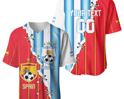 Custom Argentina Spain Football 2026 Baseball Jersey La Albiceleste La Roja Together