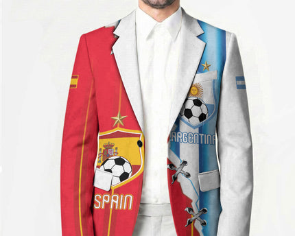 Custom Argentina Spain Football 2026 Blazer La Albiceleste La Roja Together