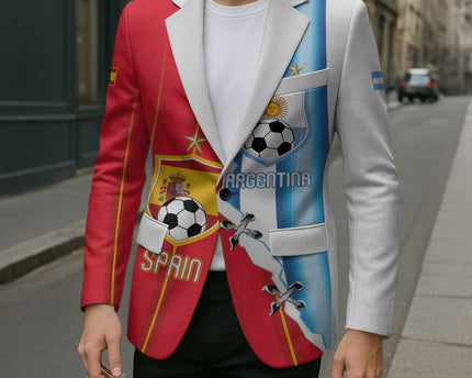 Custom Argentina Spain Football 2026 Blazer La Albiceleste La Roja Together
