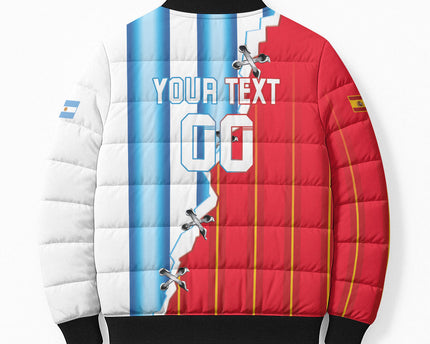 Custom Argentina Spain Football 2026 Bomber Puffer Jacket La Albiceleste La Roja Together