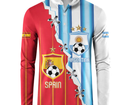 Custom Argentina Spain Football 2026 Button Sweatshirt La Albiceleste La Roja Together