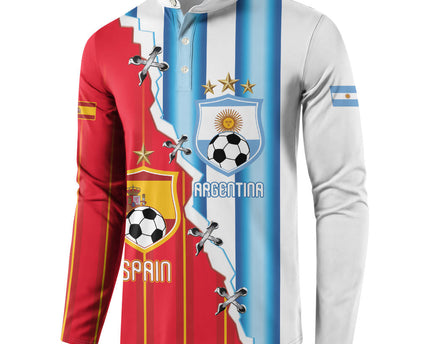 Custom Argentina Spain Football 2026 Button Sweatshirt La Albiceleste La Roja Together