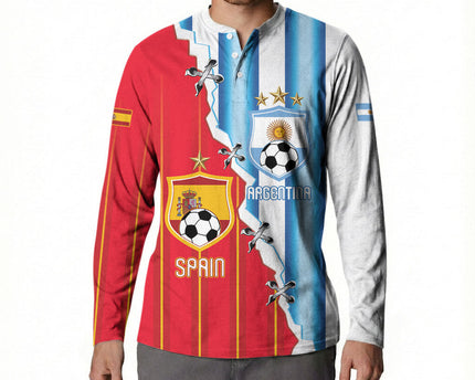 Custom Argentina Spain Football 2026 Button Sweatshirt La Albiceleste La Roja Together